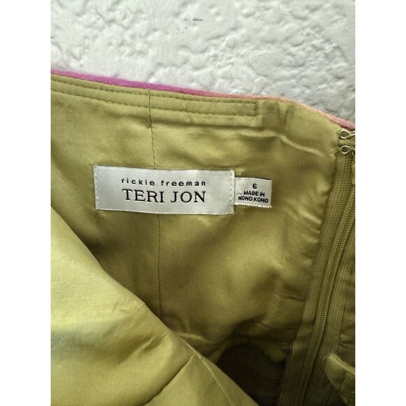 TERI JON Rickie Freeman 100% Silk Long Layered Asymmetric One Shoulder Dress 6 - Picture 9 of 15